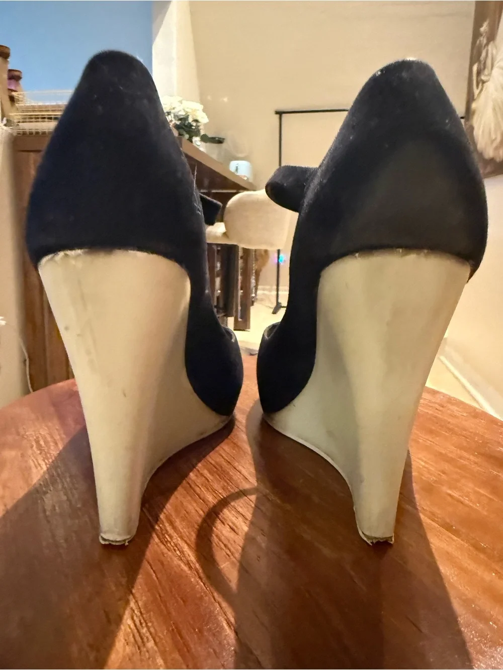 Melissa Black Peep-Toe Wedge Sandals with Ankle Strap